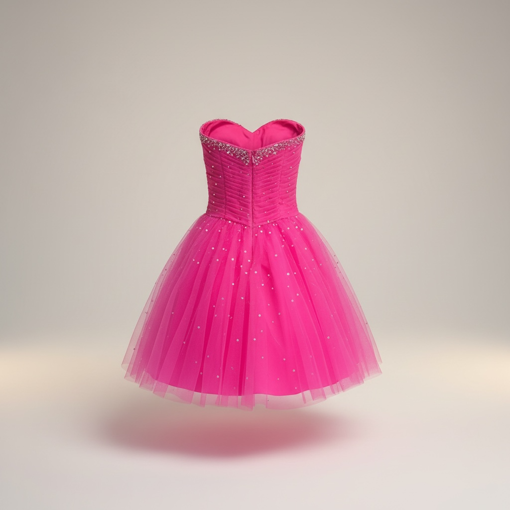 Pink Strapless Mori Lee by Marilyn Gardner Vintage Mini Dress, xs or xxs