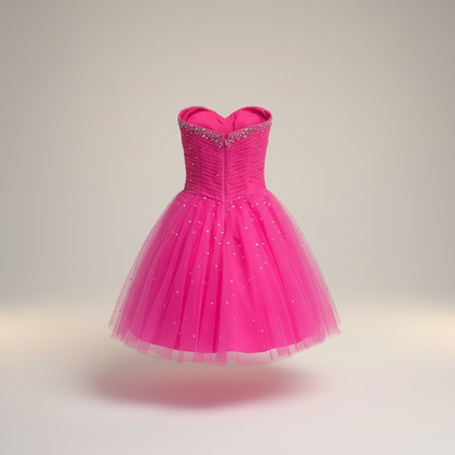 Pink Strapless Mori Lee by Marilyn Gardner Vintage Mini Dress, xs or xxs