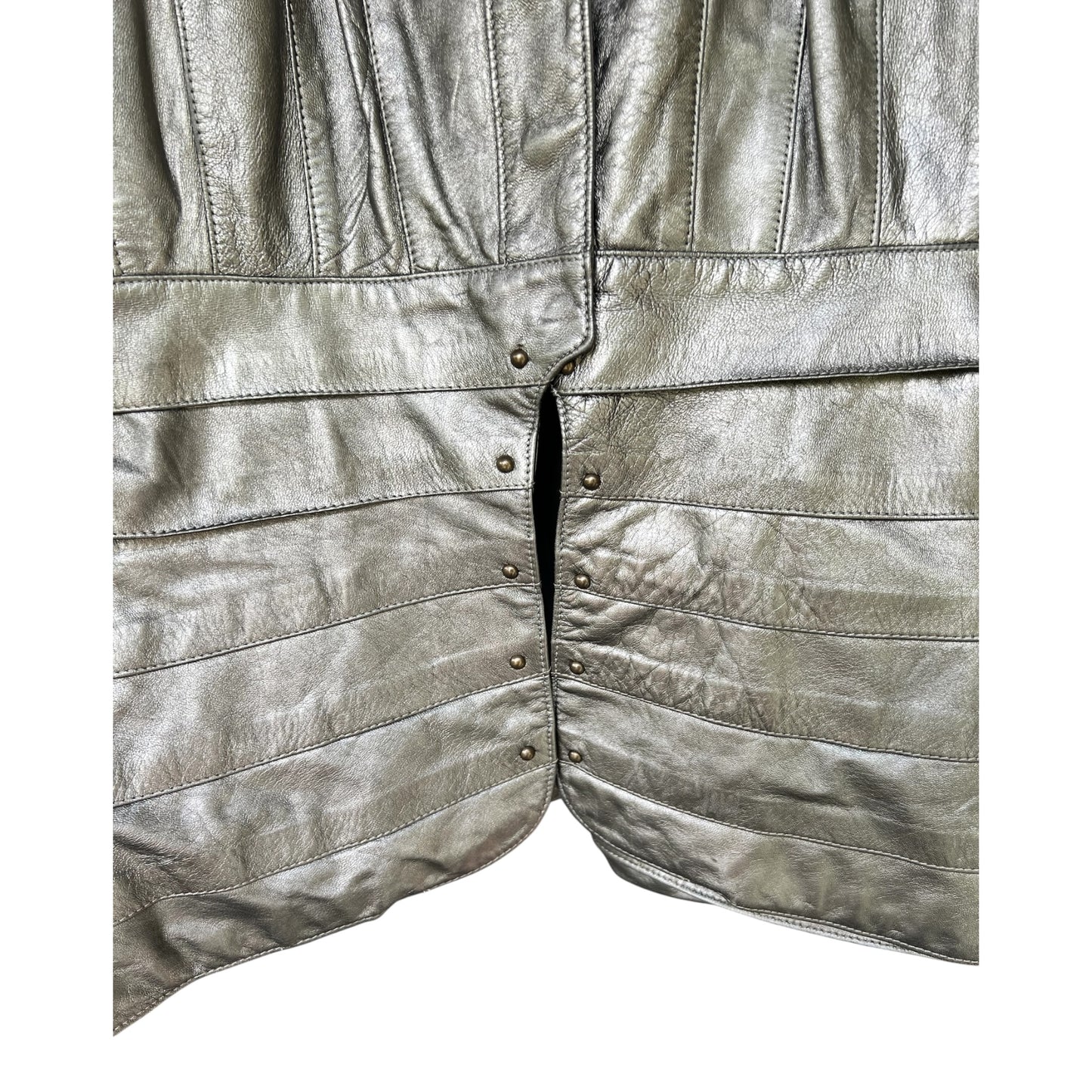 Vintage Ralph Lauren Collection Purple Label Leather Pewter Jacket, Size 6