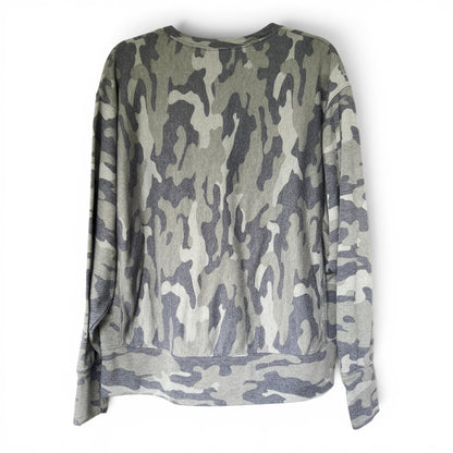 Express Camo Sweater Oversized Comfy Sweatshirt Green Camouflage, Size M