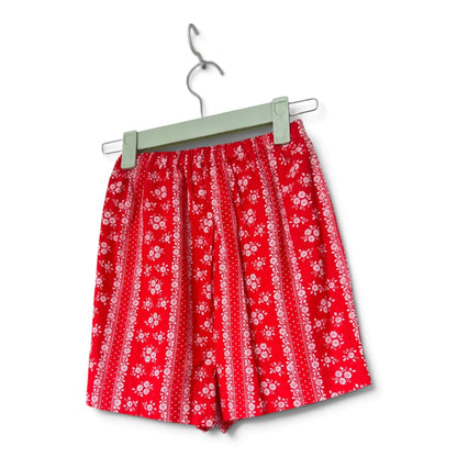 True Vintage Two-Piece Dress & Shorts Set – Red/Blue Floral Calico, XS