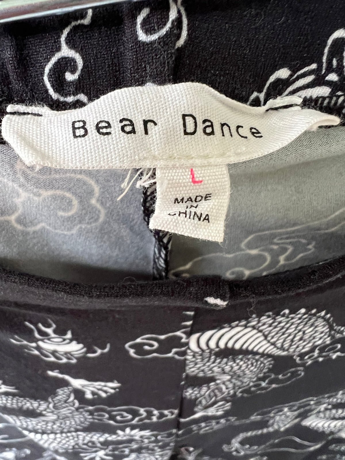 Dragon Print Flare Leg Pants, Flare Leggings, Bear Dance Brand, Size Large