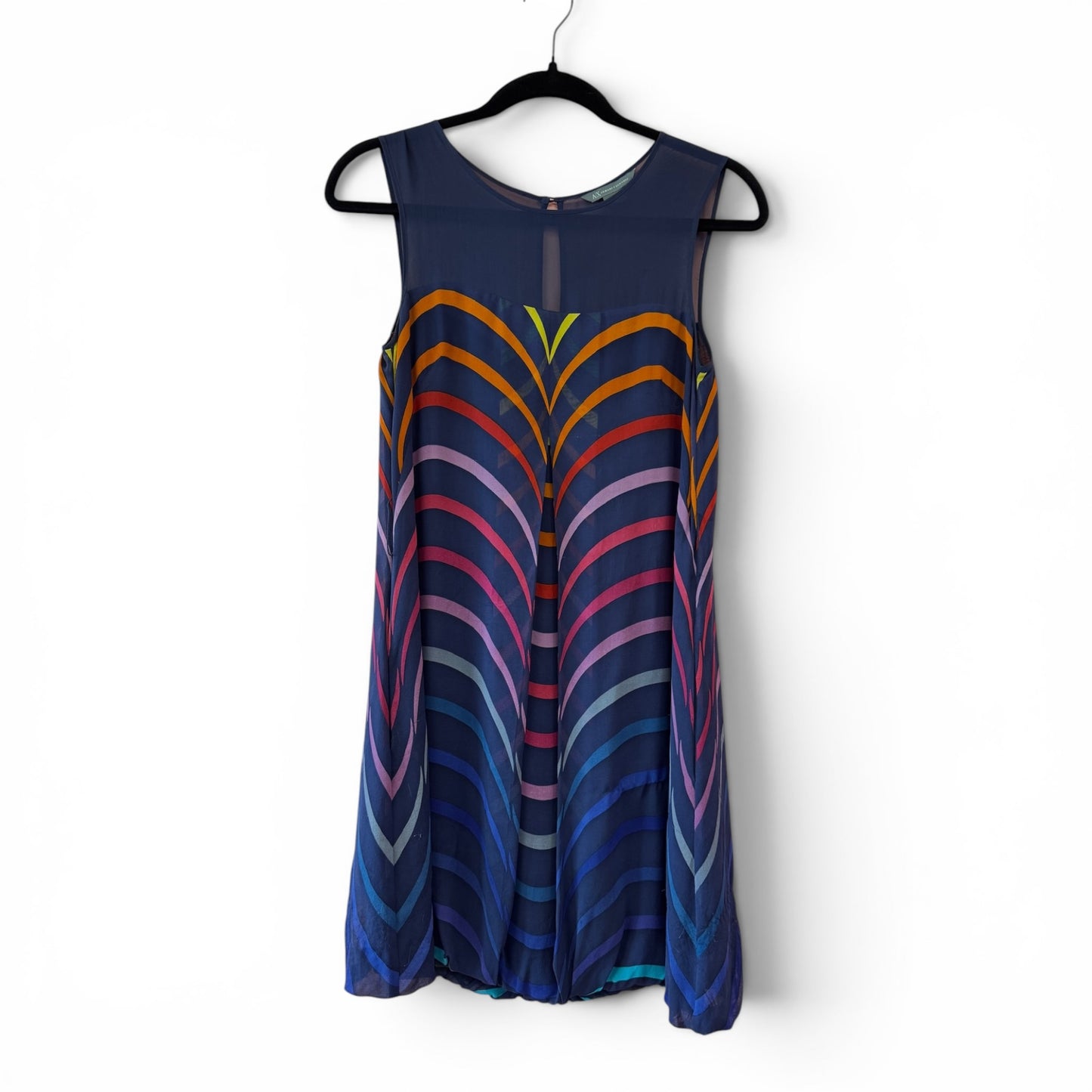 Armani Exchange Navy Blue and Rainbow Tank Mini Dress, size p0