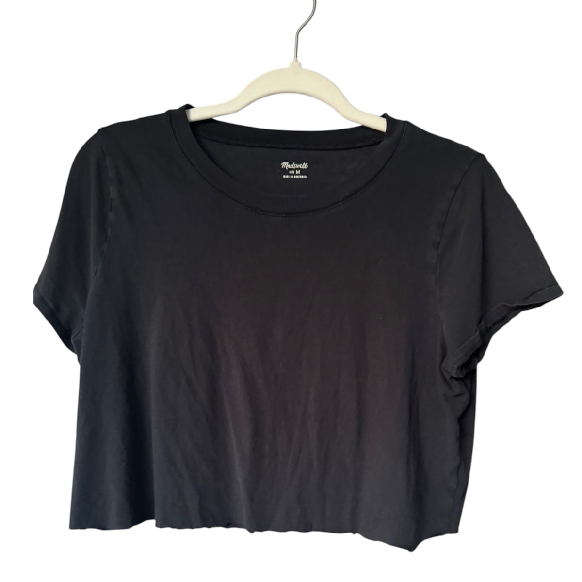 Madewell Black Cut-Off Crop Top T-Shirt, Size M