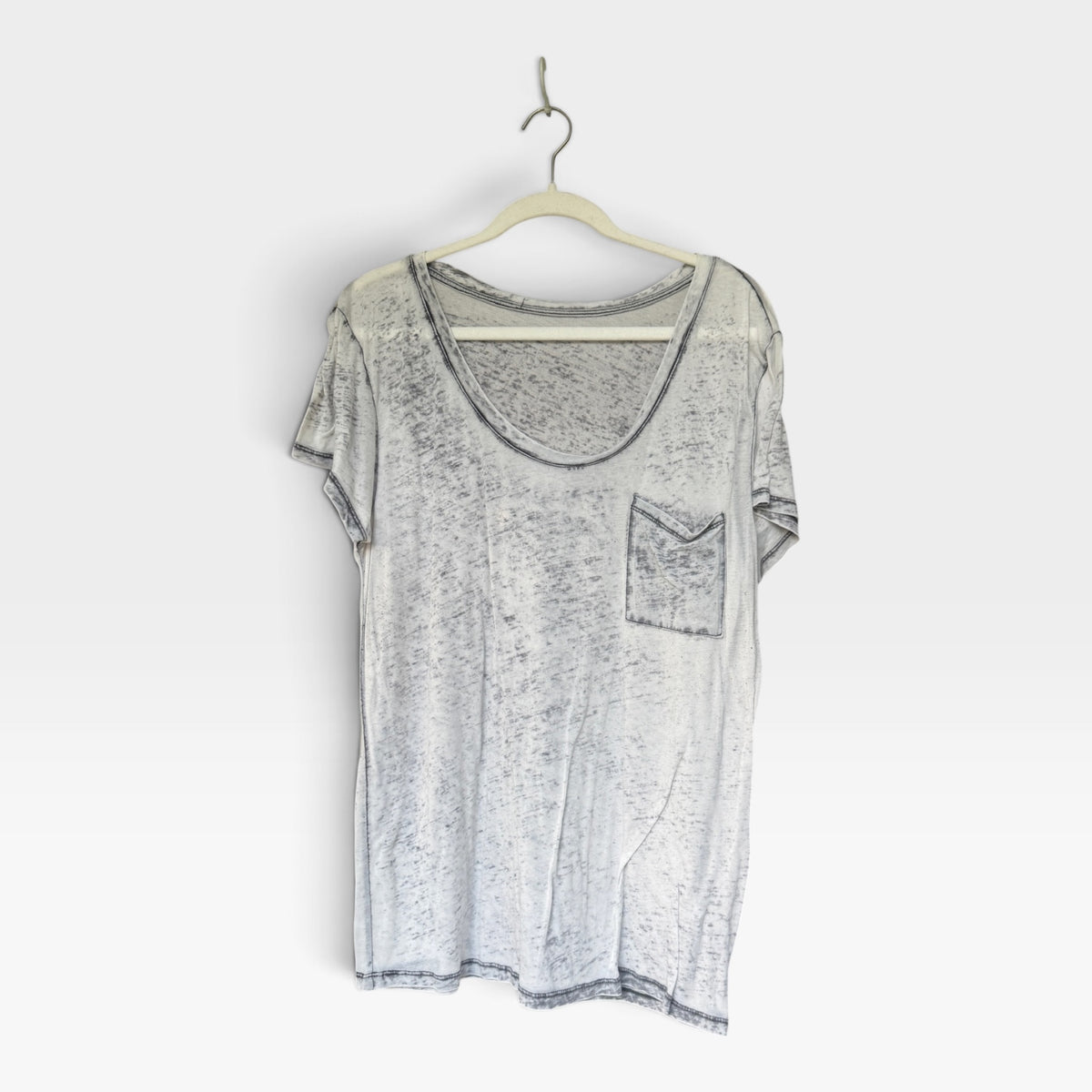 Bundle of Two Whisper-Weight Semi-Translucent Gray Tops, T&B, Michelle, Size M/L