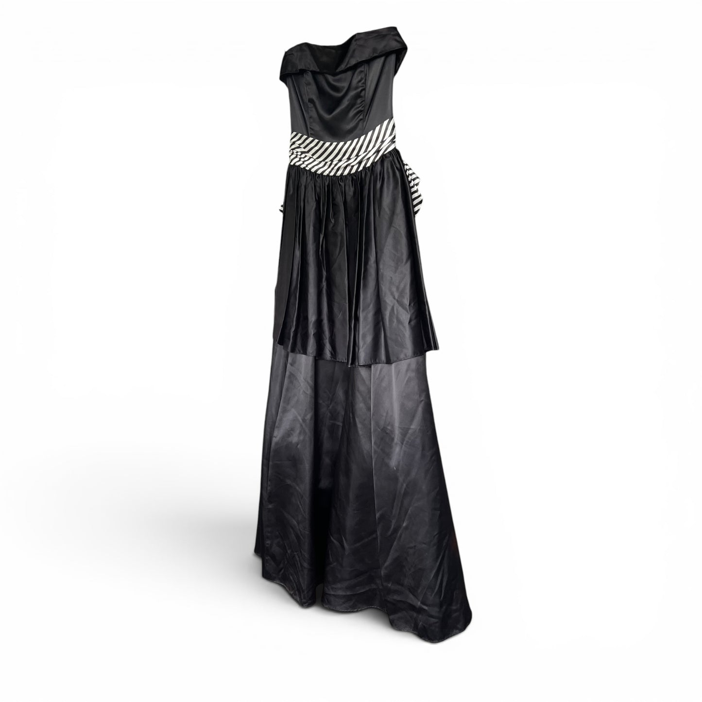 Vintage 80s Gunne Sax Jessica McClintock Black Strapless Prom Dress, Size XS