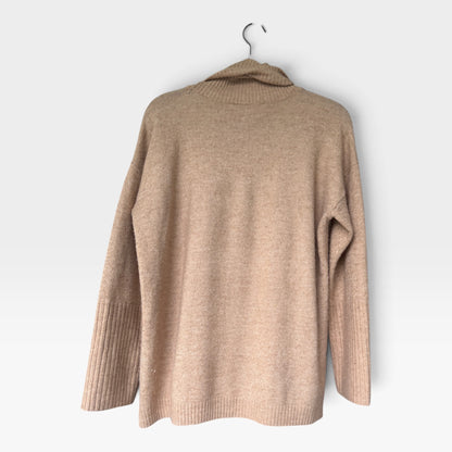 Loft Cowl Neck Beige Sweater, Neutral, Size Medium