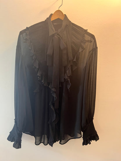 Zara Woman Sheer Black Blouse size M