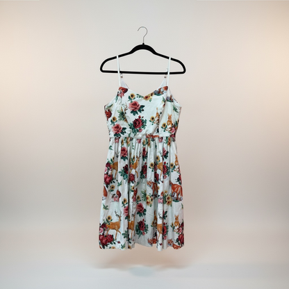 Whimsical Dress With Forest Animals Print by Hell Bunny, size L