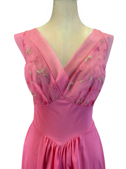 Vintage 60’s Glam Long Pink Nightgown, size small