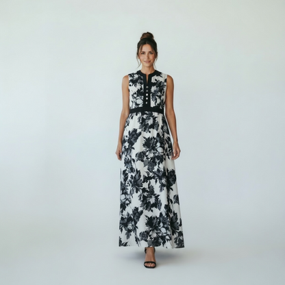 Vintage Carol & Mary | Haruko Hawaii | Black & White Floral Dress 60s, Size S