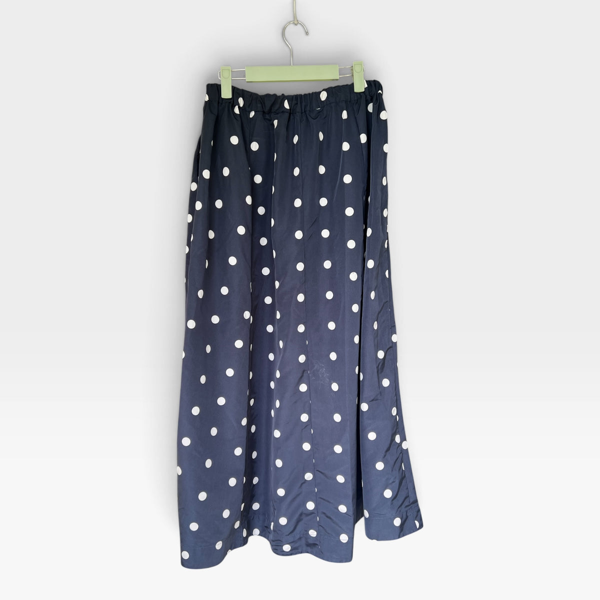 High-Waisted Taffeta Midi Skirt in Navy Dots from "The Occasion by Old Navy" Size MT