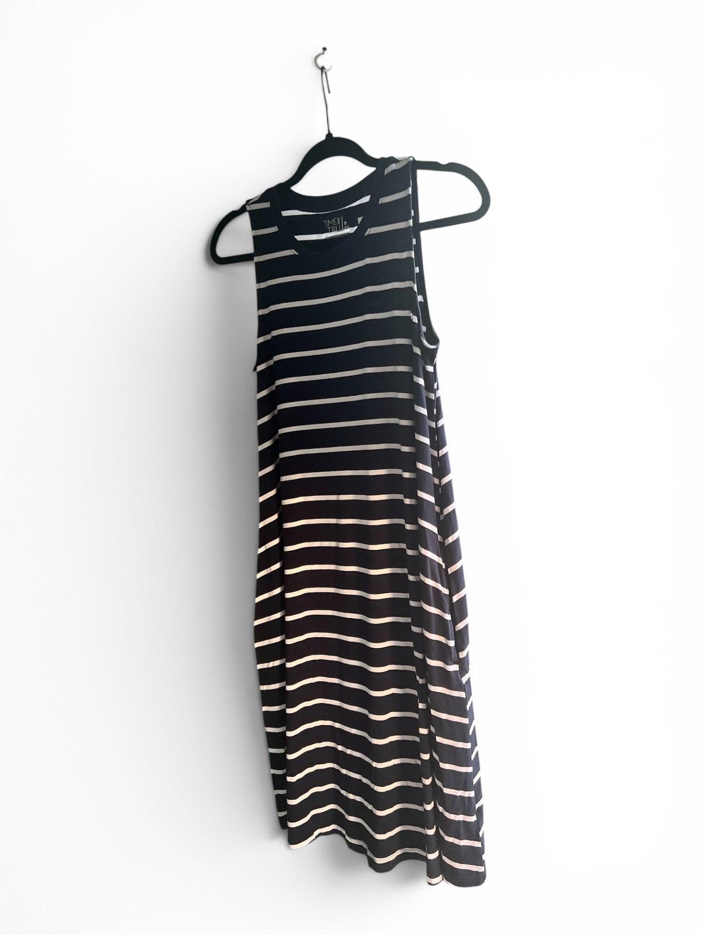 Time and Tru Navy & White Nautical Striped Dress, Size S