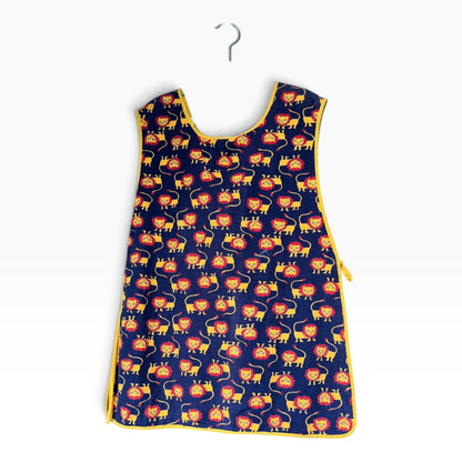 Vintage 70s Kid’s Lion Print Art Smock, Apron, 100% Cotton, Size Small