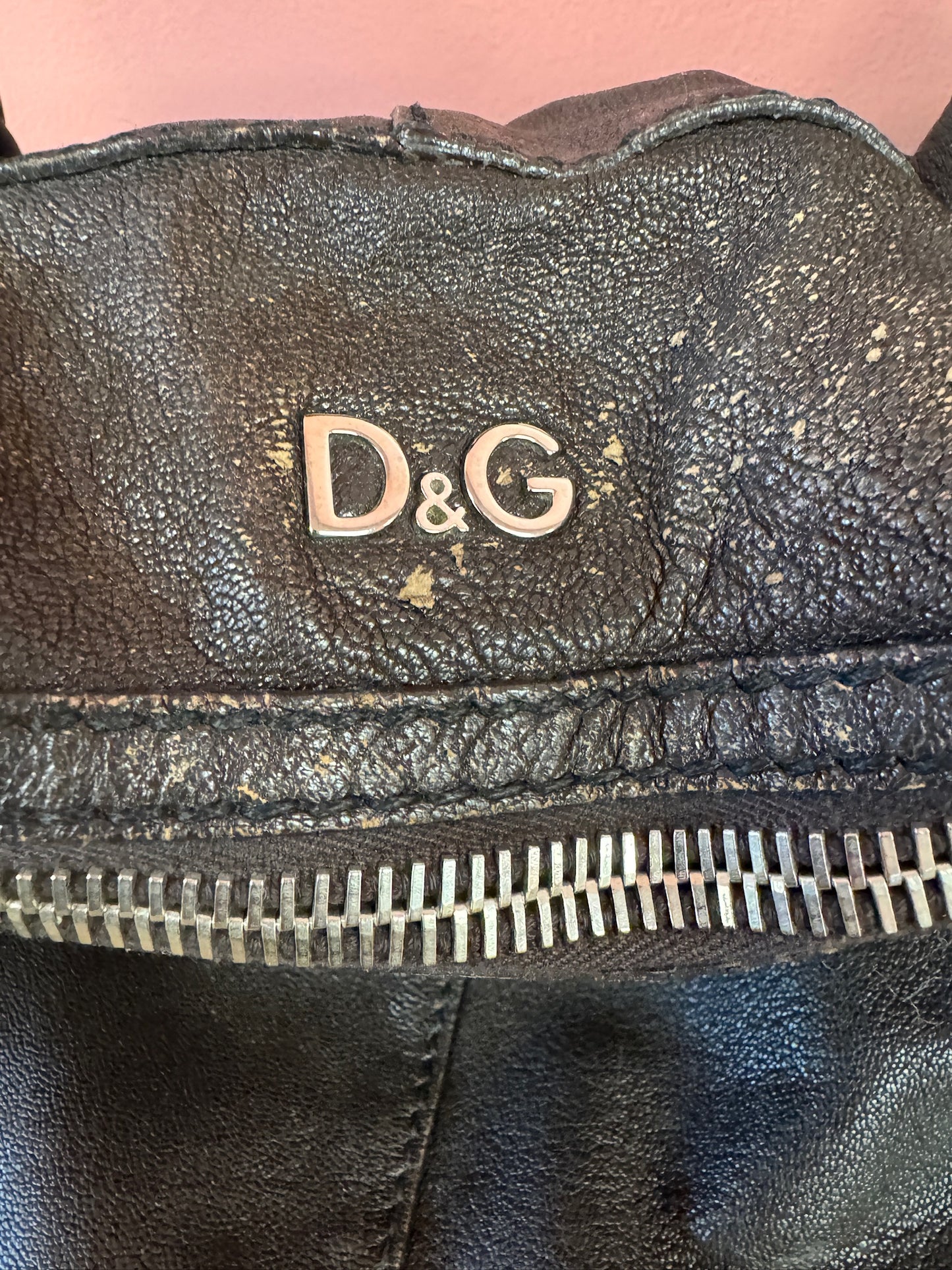 Y2K D&G Dolce & Gabbana Brown Leather Slouchy Hobo Bag