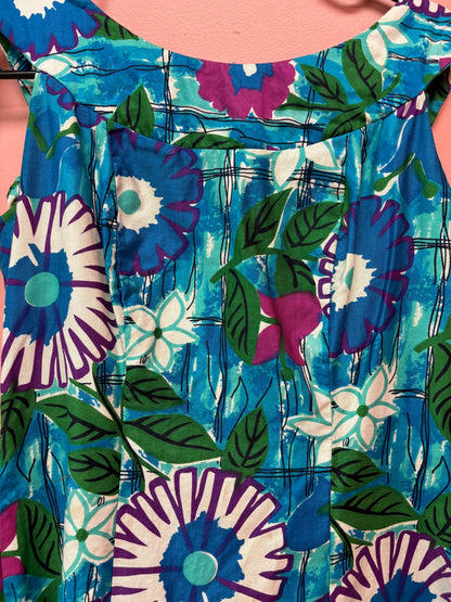 1960s Vintage Flower Print Dress