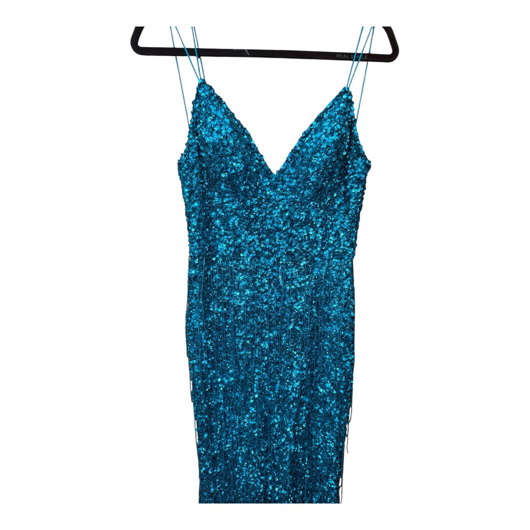 Sherri Hill Turquoise Sequined Gown, size xs