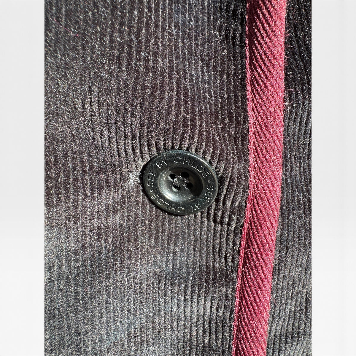 See By Chloé Vintage Preppy Black Corduroy Blazer, Contrast Trim, Size S