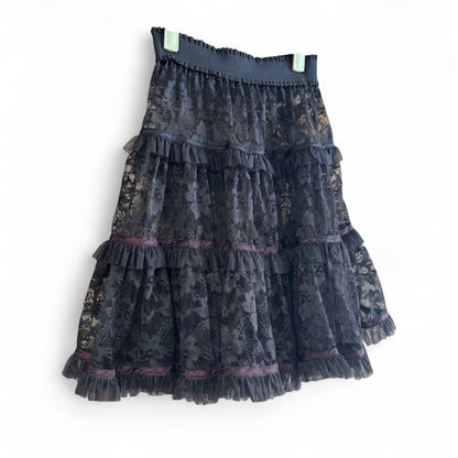 Vintage Black Lace Slip Skirt, size s