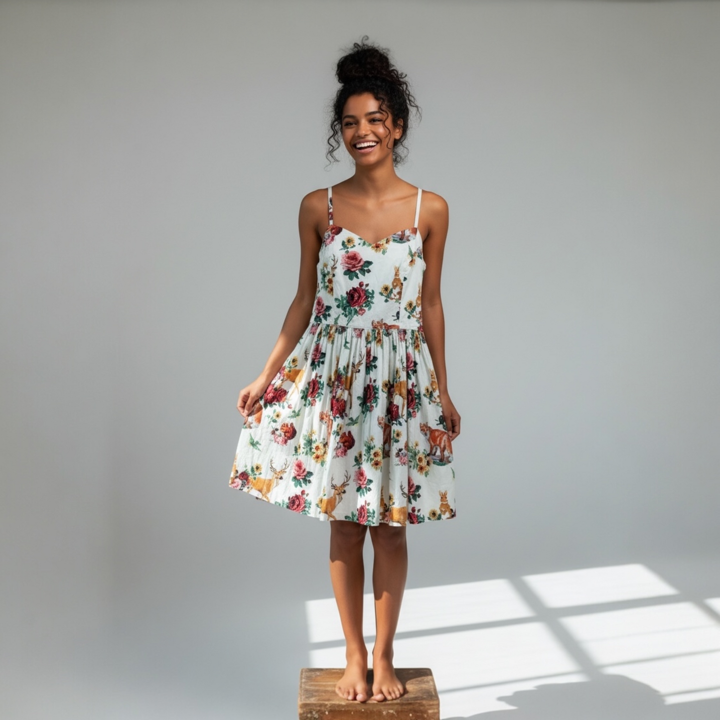 Whimsical Dress With Forest Animals Print by Hell Bunny, size L