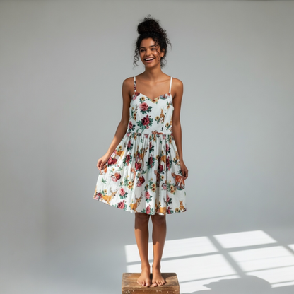 Whimsical Dress With Forest Animals Print by Hell Bunny, size L