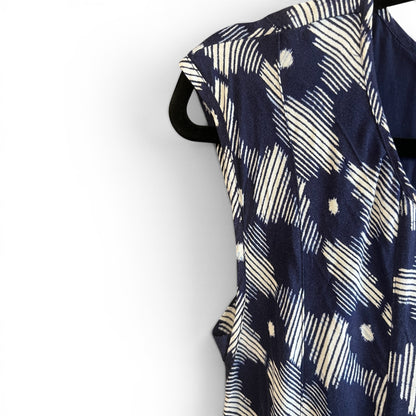 Anthropologie || Maeve Navy Blue Multi Pattern T-Shirt Dress, size xs