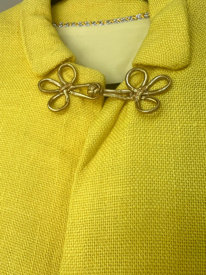 VTG 50s 60s Mod Custom Couture Swing Cape | Gold Frog Closure, Size S