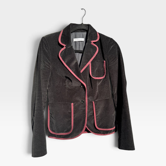 See By Chloé Vintage Preppy Black Corduroy Blazer, Contrast Trim, Size S