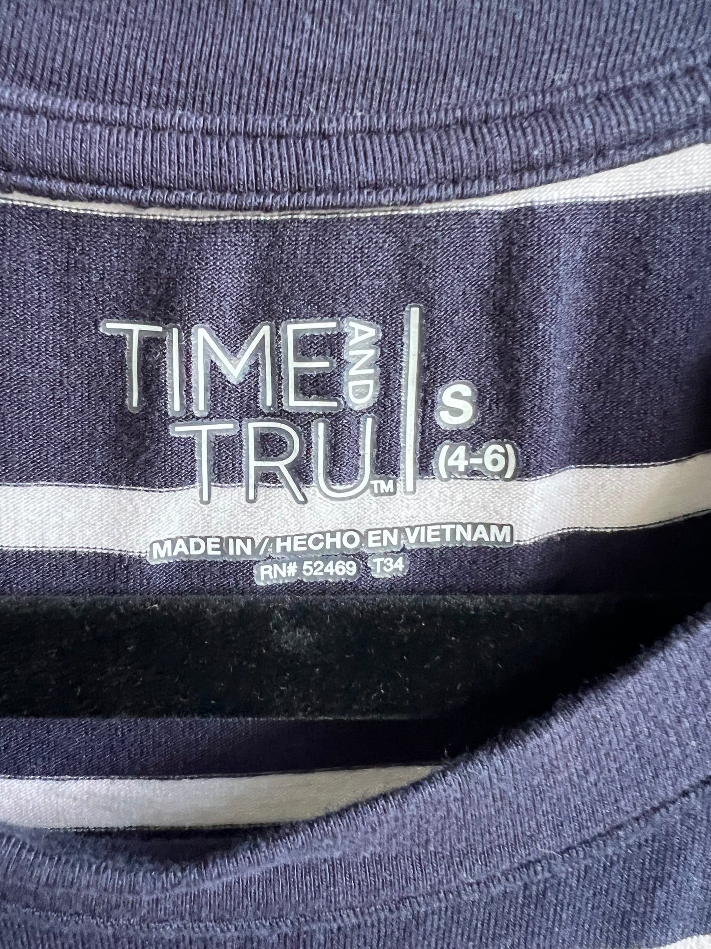Time and Tru Navy & White Nautical Striped Dress, Size S