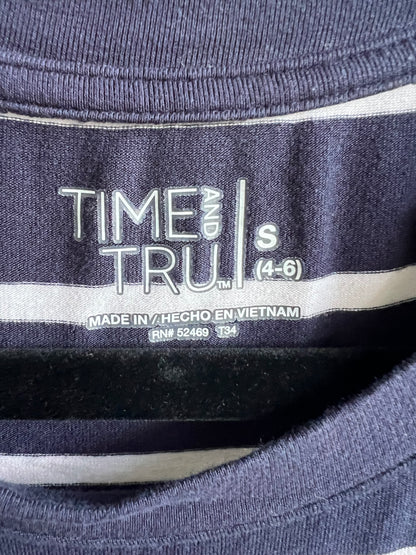 Time and Tru Navy & White Nautical Striped Dress, Size S