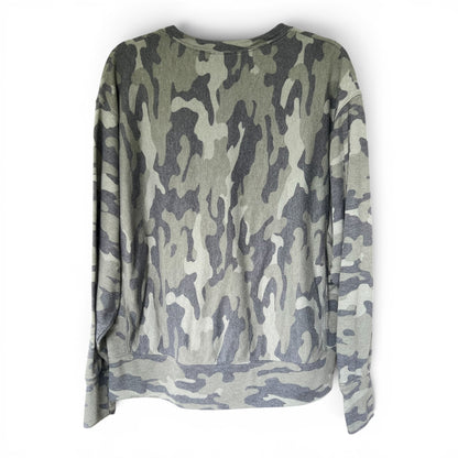 Express Camo Sweater Oversized Comfy Sweatshirt Green Camouflage, Size M