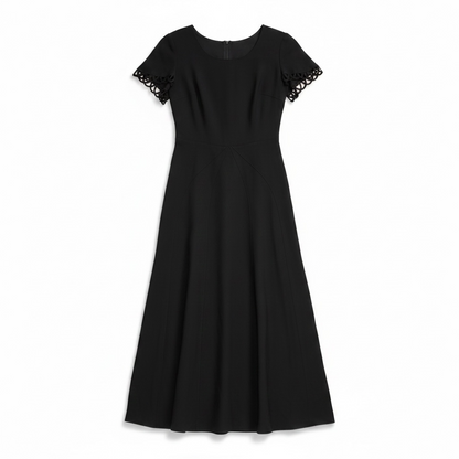 Authentic Vintage 1940s Black Capelet Collar A-Line Midi Dress, Size (Coming Soon)