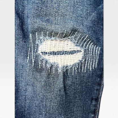 Loft Jeans, Artistically Mended Knee, Skinny With Ankle Vents, Size 27/4