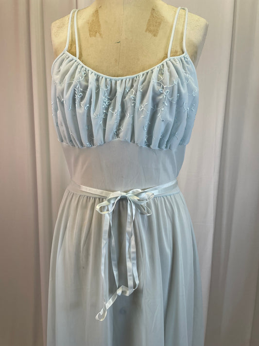 Vintage 60s Pale Blue Sheer Nightgown, size m