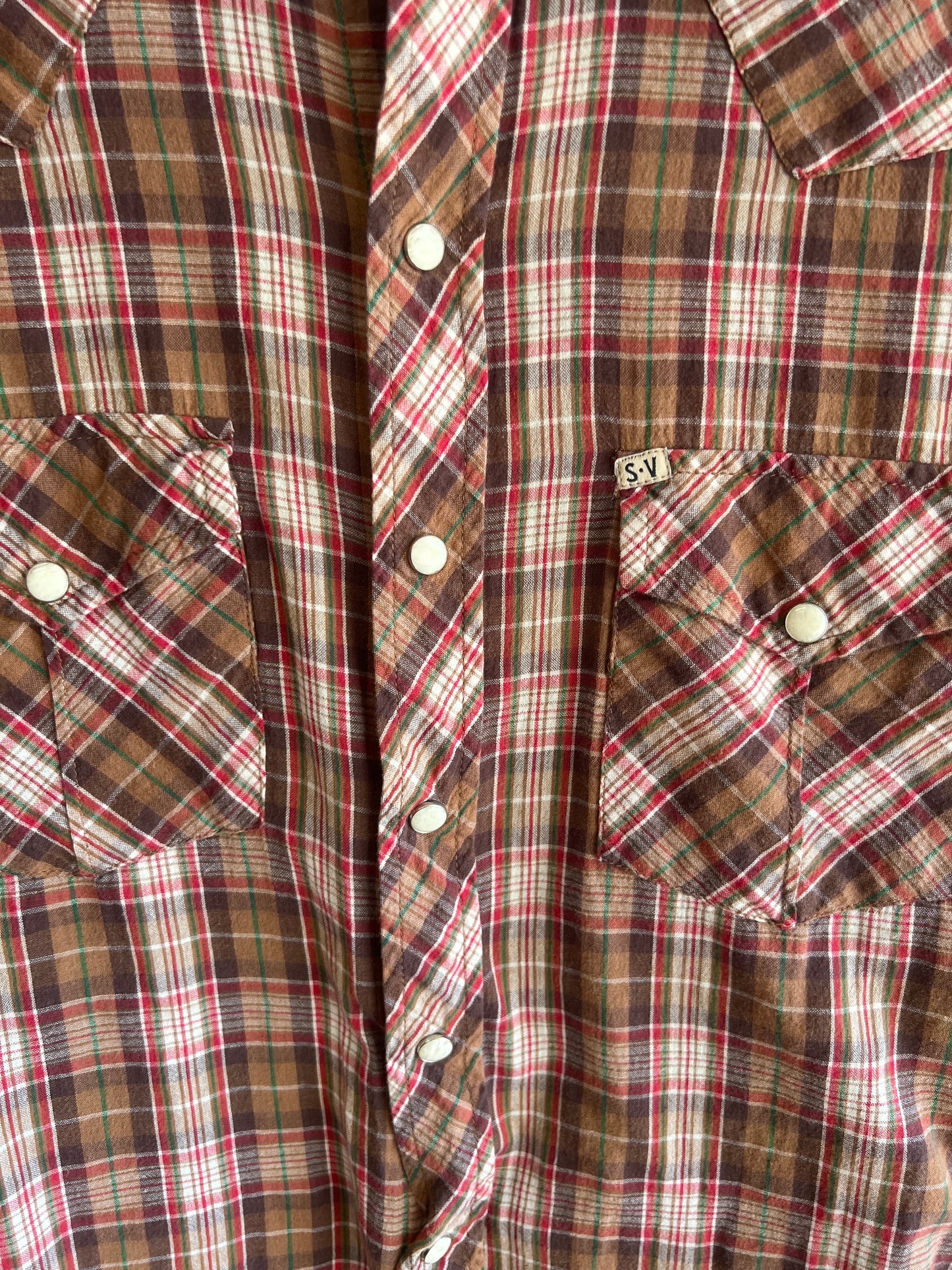 Salt Valley Western Vintage Pearl Snap Button Shirt, size s
