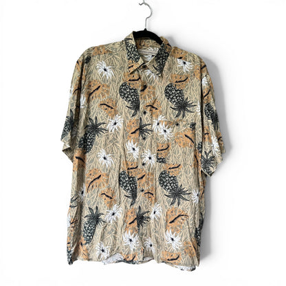 Vintage 90s Hawaiian Pineapple Pattern Aloha Men’s Shirt, Size L