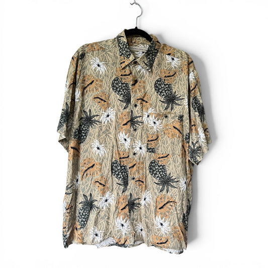 Vintage 90s Hawaiian Pineapple Pattern Aloha Men’s Shirt, Size L