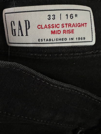 Gap Classic Straight Mid Rise Black Jeans, Size 16 / 33