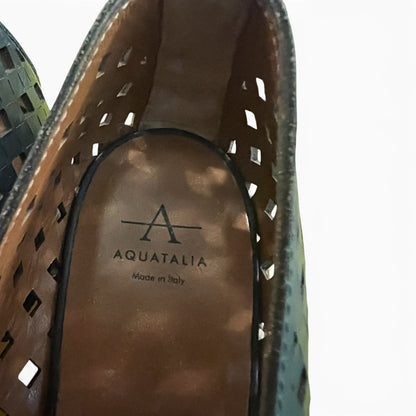 Aquatalia Women’s Loafers With Contrast Soles / Blue Lug Heels, Size 8.5