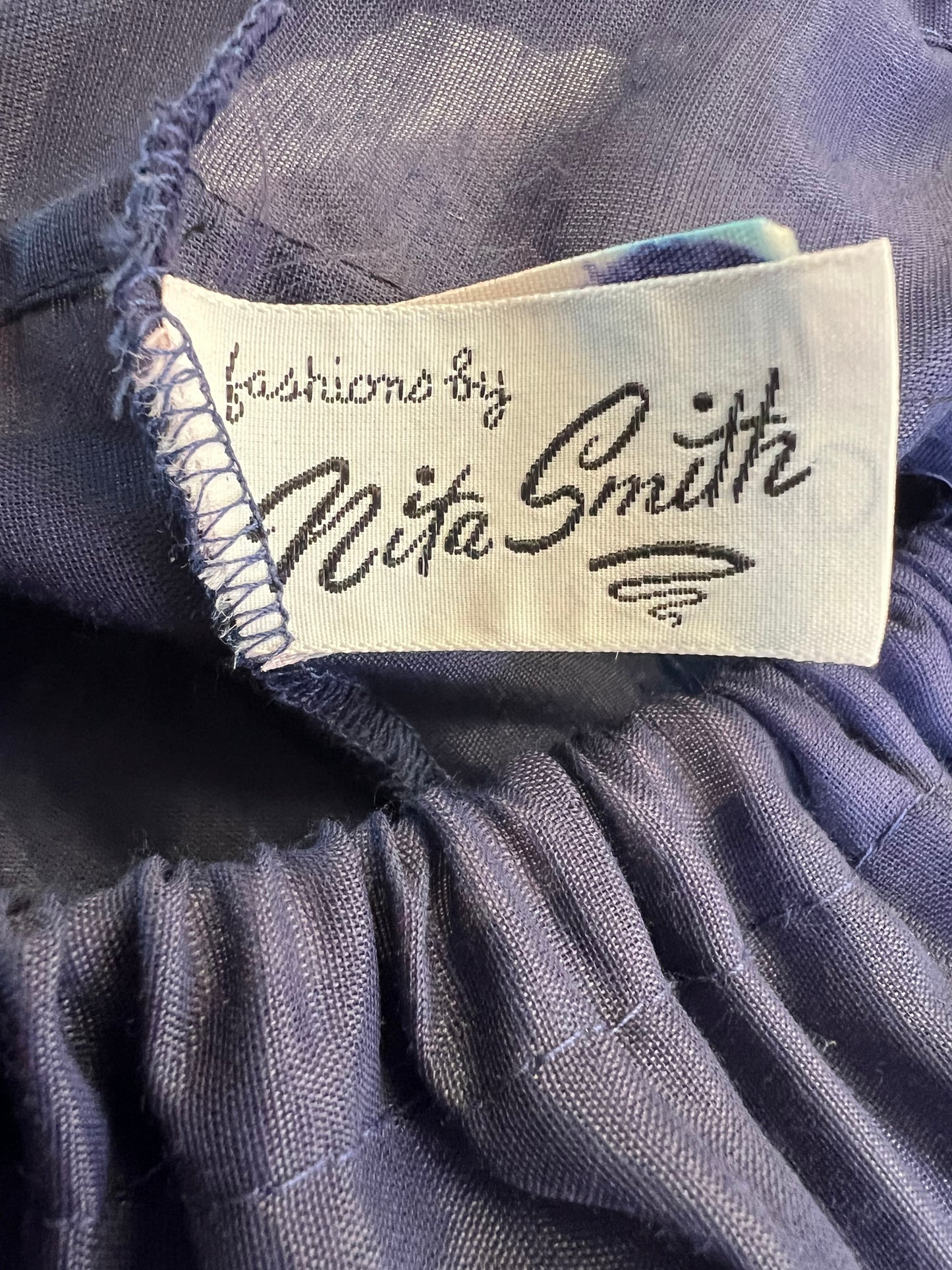 Vintage Blue Elastic Waist Crinoline Skirt, Nita Smith, size medium