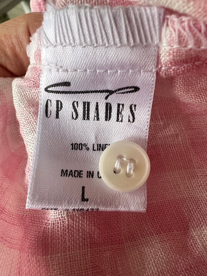 CP Shades Pink Gingham 100% Linen Women’s Button Up Shirt, Size L