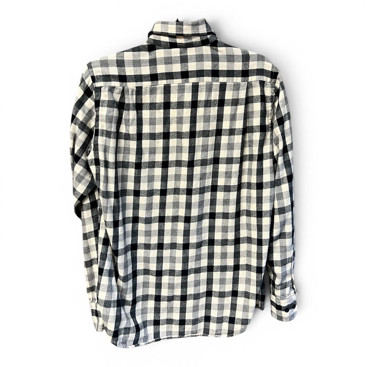 Uniqlo Black & White Plaid Flannel Button Down Shirt, size xs