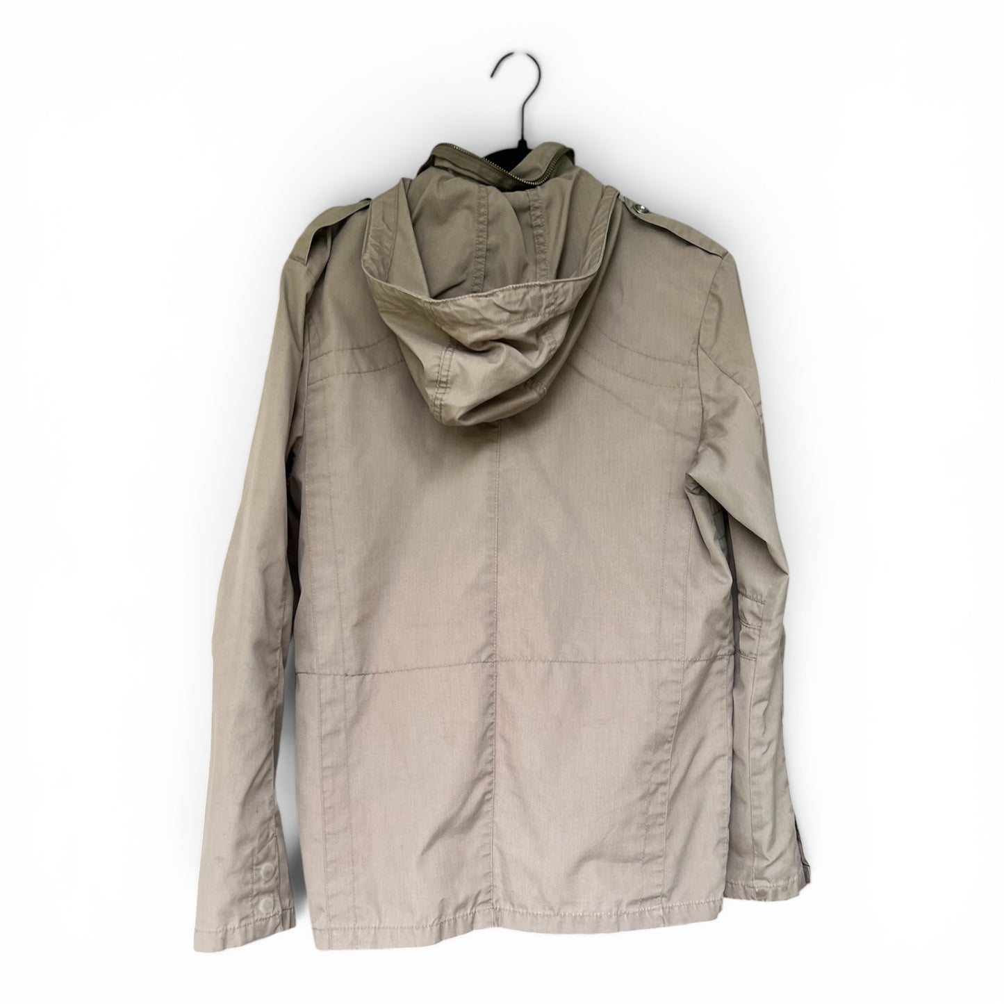 H&M Divided Men’s M-65 Military Field Jacket Hooded Utility Coat Beige Small