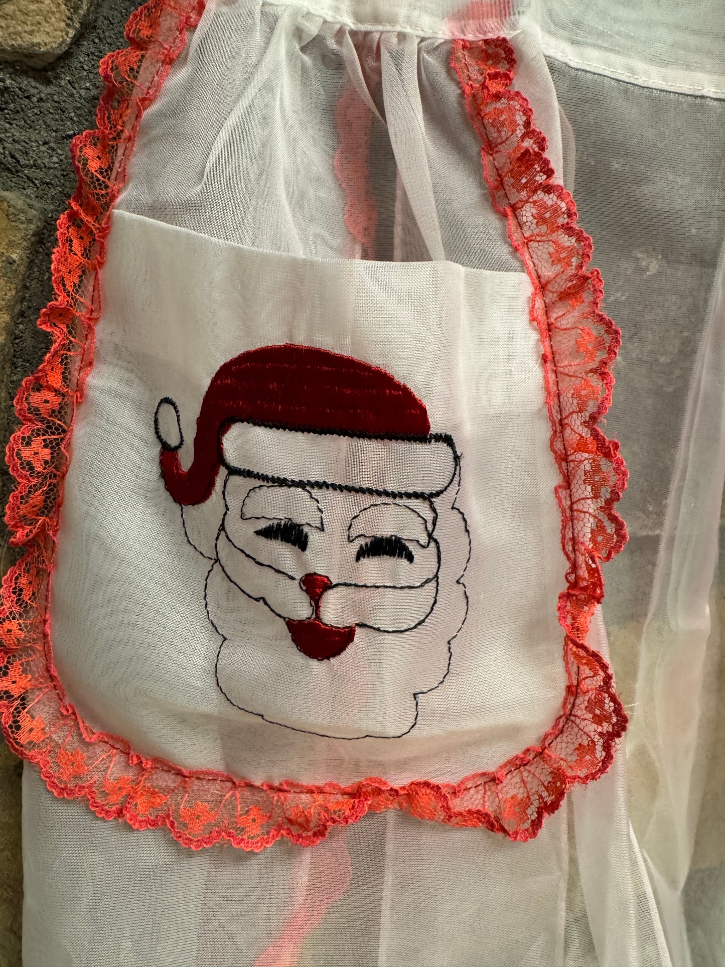 Vintage Pink Santa Christmas Apron
