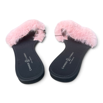 NWOT Chinese Laundry New Pink Fluffy Slides / Sandals, Size 8