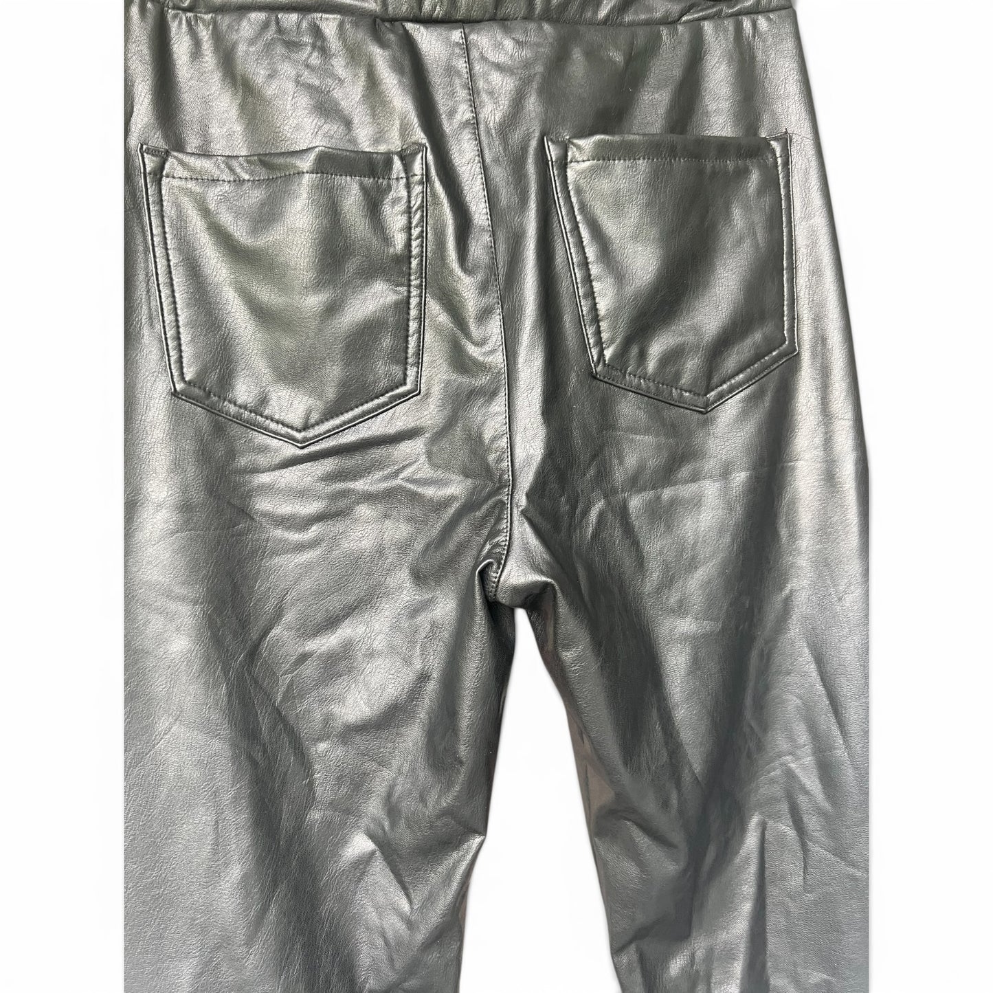 Rewash Faux Leather Pull-On Style Bootcut Black Pants, Size M