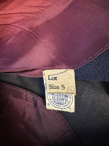 60’s Vintage Navy Blue Wool Dress with Neon Stripe Detail, size xs