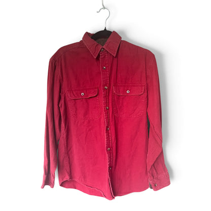 Vintage 90s Faded Glory 100% Cotton Men’s Work Shirt, Red, Size S