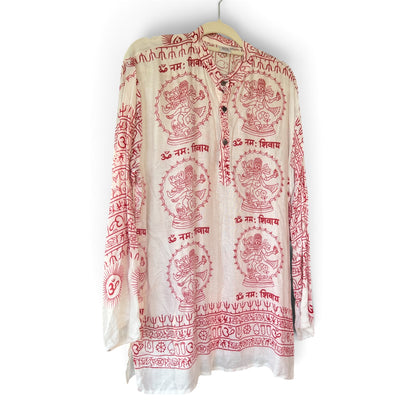 Boho Tunic Top / Dress Ramnami Lord Shiva Yoga Kurta, Size XL