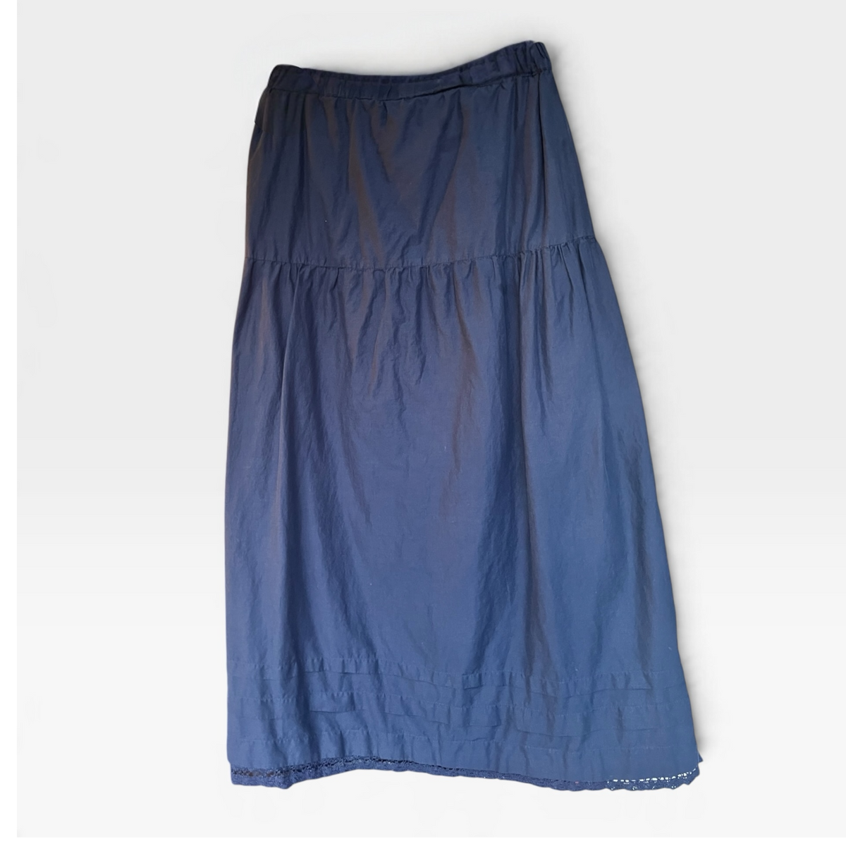 Old Navy Long Midi Skirt With Lace Trim, 100% Cotton, Dark Blue, Size M